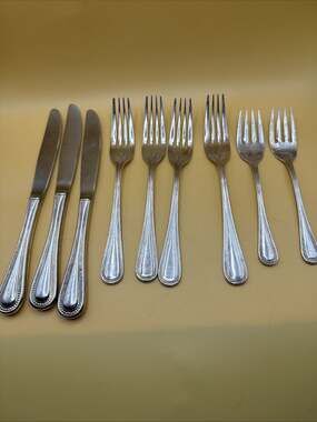 9 Pc Retroneu Korea Stainless Outline Edge Flatware Fork Spoon Knife